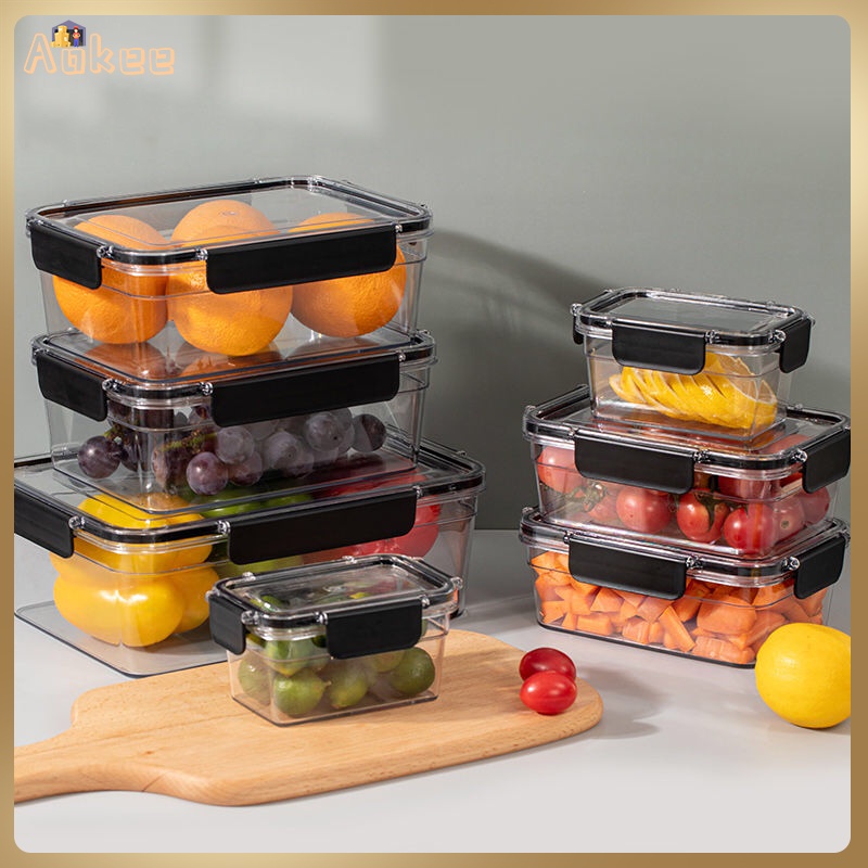 Aokee Plastic Containers for Food Storage Set Lunch Box Leak-Proof PET Container With Lid Physical Preservation Box Transparent