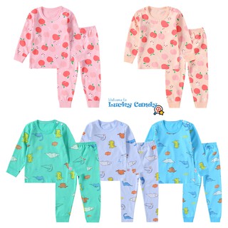 Bộ đồ ngủ 2 món LUCKYCANDY bằng cotton tay dài thời trang dành cho trẻ em