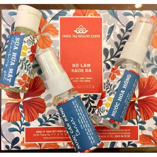 Set 3 sản phẩm mini gel rửa mặt, toner, nước hoa hồng làm  sạch da, dưỡng ẩm da PHẤN NỤ HOÀNG CUNG 25g