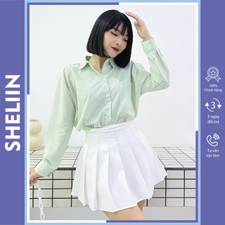 Chân váy tennis xếp ly ngắn trắng đen be SheLiin CV01
