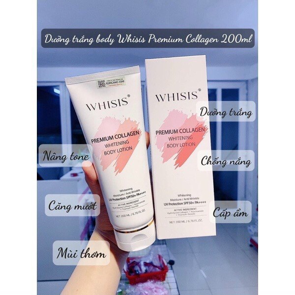 Kem dưỡng thể Whisis premium whitening body lotion - Dưỡng thể dưỡng trắng, tone nền dùng ban ngày và đêm