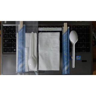 10 Bộ Đũa Gỗ Bao Giấy + Muỗng + Khăn Giấy Khô + Tăm