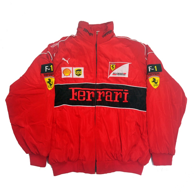 Áo Khoác Cotton Tay Dài Thêu Chữ Ferrari Bảo Vệ Toàn Diện Thời Trang Thu Đông Cho Nam Và Nữ Chạy Xe Máy