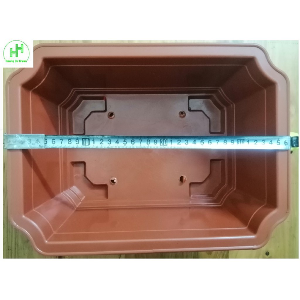 1 Chậu Nhựa Trồng Cây Hình Chữ Nhật Màu Nâu Siêu Đẹp Kích Thước 380x280x160 - Sản Xuất Bởi NHỰA BÌNH THUẬN