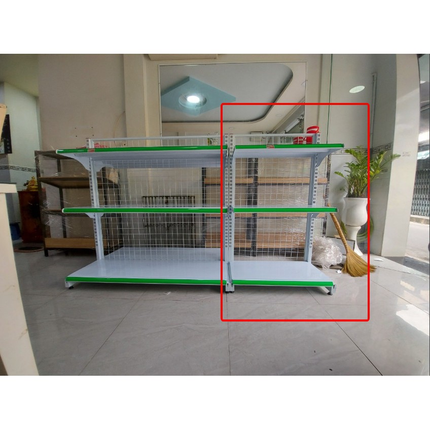Kệ siêu thị khung lưới 3 tầng mâm