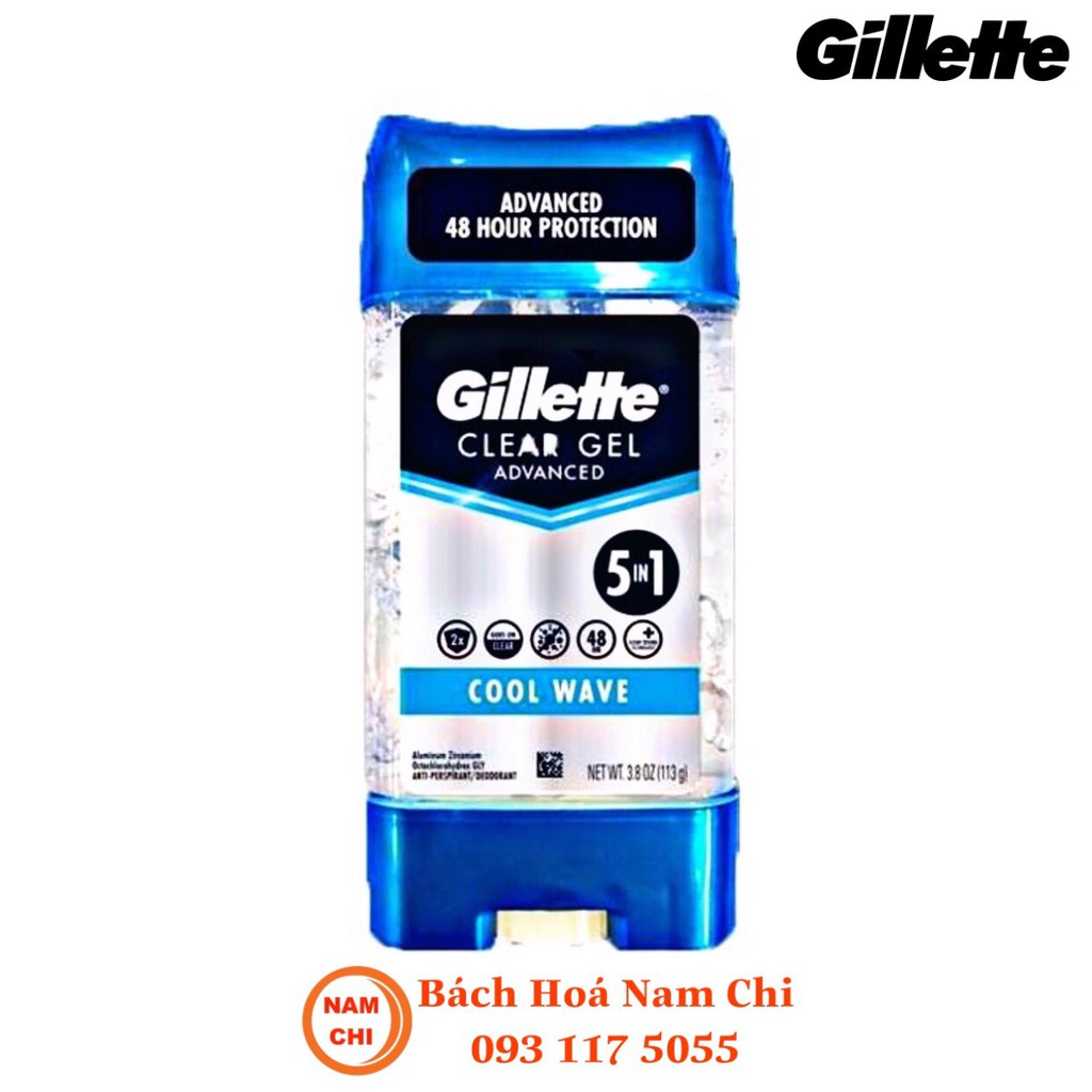 Lăn Khử Mùi Cho Nam Gillette Cool Wave 5in1 107g Nhập Khẩu Mỹ