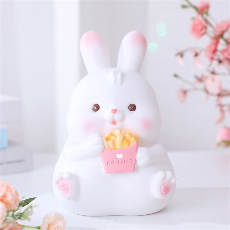 Ống Heo Tiết Kiệm Hình Thỏ Ăn Khoai Tây Chiên Màu Trắng Chống Sốc Cỡ Lớn Phong Cách Mới