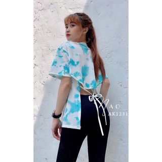 [NHẬP MÃ MAYHC19 HOÀN XU 20K] Áo loang màu hở lưng xẻ tà sau cotton cao cấp nam nữ unisex form rộng tay lỡ