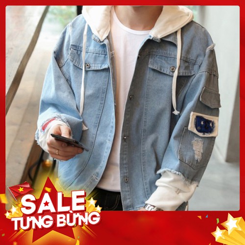 -HÀNG NHẬP KHẨU Áo Khoác Jean Nam Liền Mũ Có Nón Nam Nữ Đẹp Cao Cấp ⚡️⚡️FREESHIP+ QUÀ TẶNG⚡️Áo Rin Xu hướng Hot hiện nay