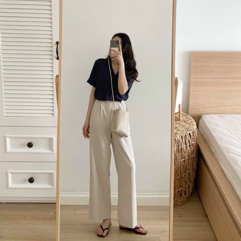 Quần vải suông 1 khuy hàng QCL1