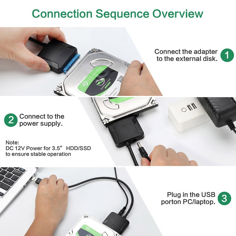 USB 3.0 Adapter Converter Cable 22Pin SataIII to USB3,0 Adapters for 2.5 3.5 inch Sata HDD SSD