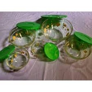 Bộ bát thủy tinh trơn và hoa