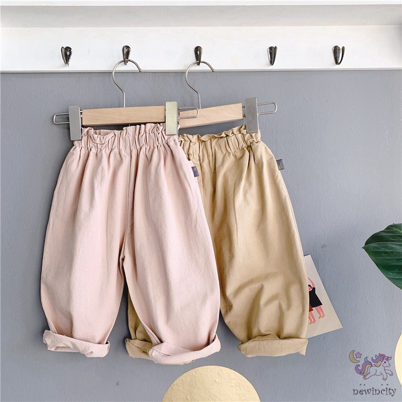 Quần Cotton Lưng Cao Xinh Xắn Theo Phong Cách Hàn Quốc Dành Cho Bé