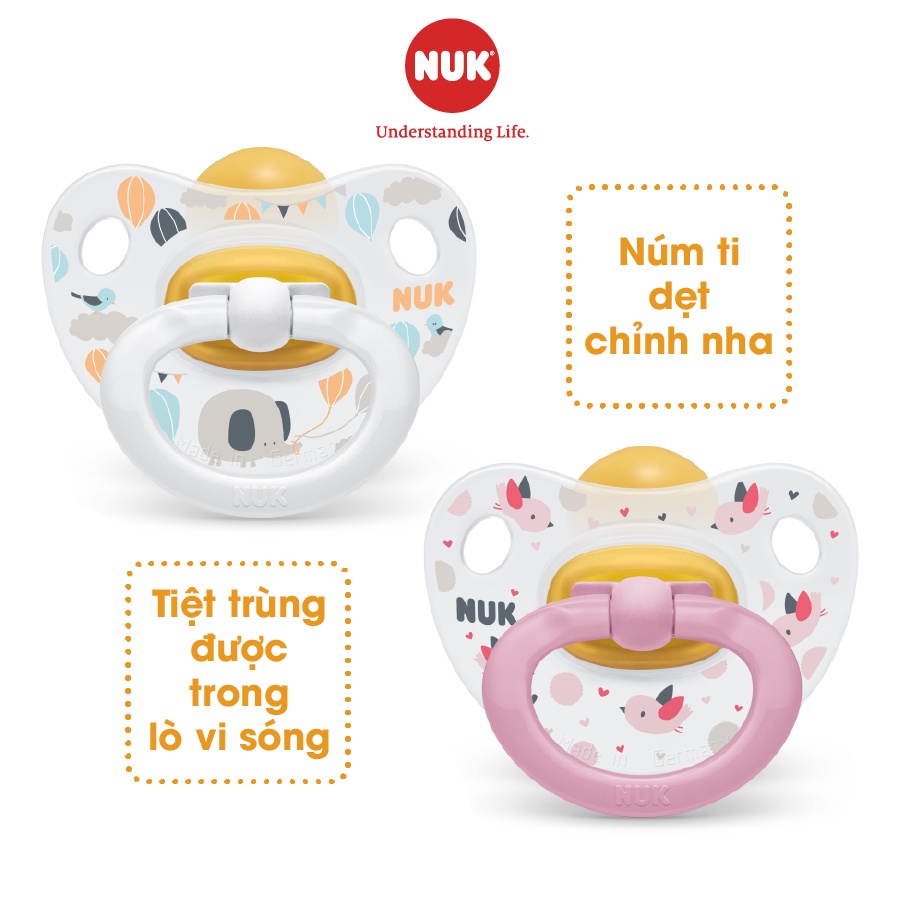 Bộ 2 ty ngậm cao su NUK HappyKids cho bé 6-18 tháng  - NU32216 - ti ngam tre em