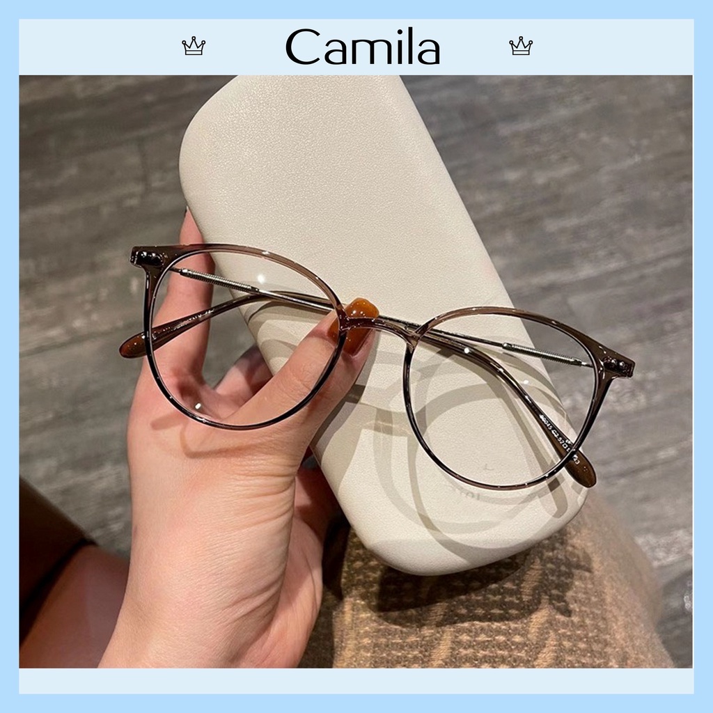 Gọng kính cận nam nữ CAMILA mắt tròn gọng kim loại thời trang unisex C2955