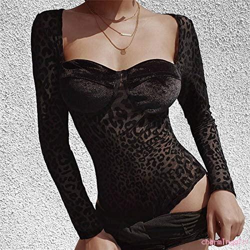 Bodysuit tay dài họa tiết da báo phong cách quyến rũ