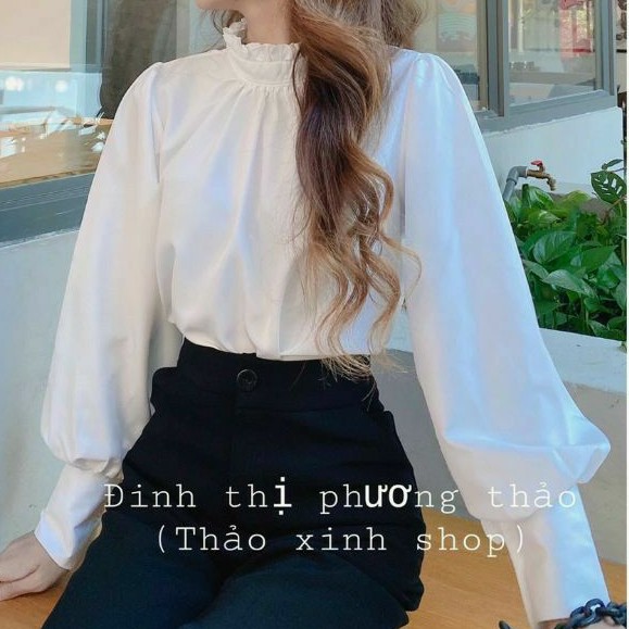 Áo sơ mi nữ cổ trụ viền bèo PC cực xinh💋