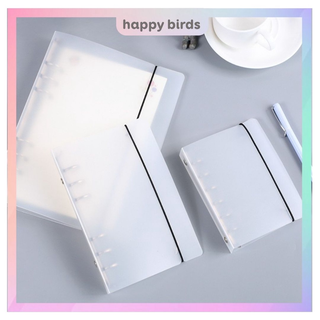 Bìa sổ còng Binder A5 A6 A7 6 còng sắt, bìa nhựa làm sổ planner bullet journal (KHÔNG KÈM GIẤY) HappyBirds
