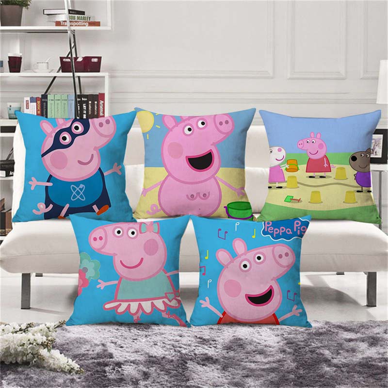 Vỏ bọc gối trang trí in hình Peppa Pig 45x45cm