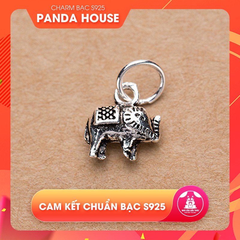 Charm bạc s925 hình con voi nhỏ size 4x9mm (charm treo) - Panda House
