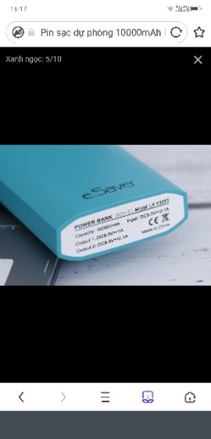 Pin sạc dự phòng Esaver 10.000 mAh chính hãng bảo hành 1 năm  bảo hành 1 năm 1 đổi 1