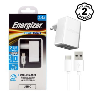 Sạc 2 cổng energizer ht 2.4a + kèm cáp usb-c2.0 - acw2beuhc23