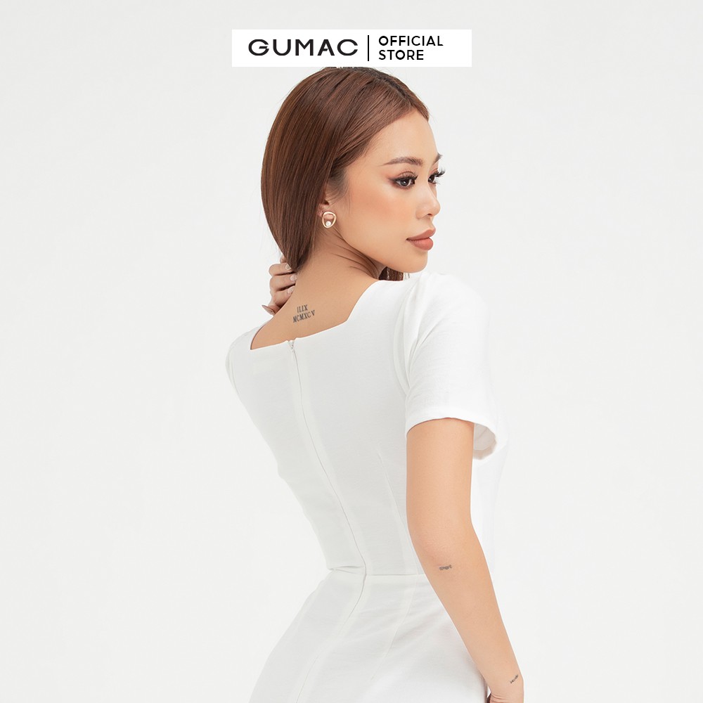 [Mã WABRGU72 giảm 10% tối đa 50k đơn 250k] Đầm body nữ GUMAC thiết kế dáng ôm màu trắng DB429