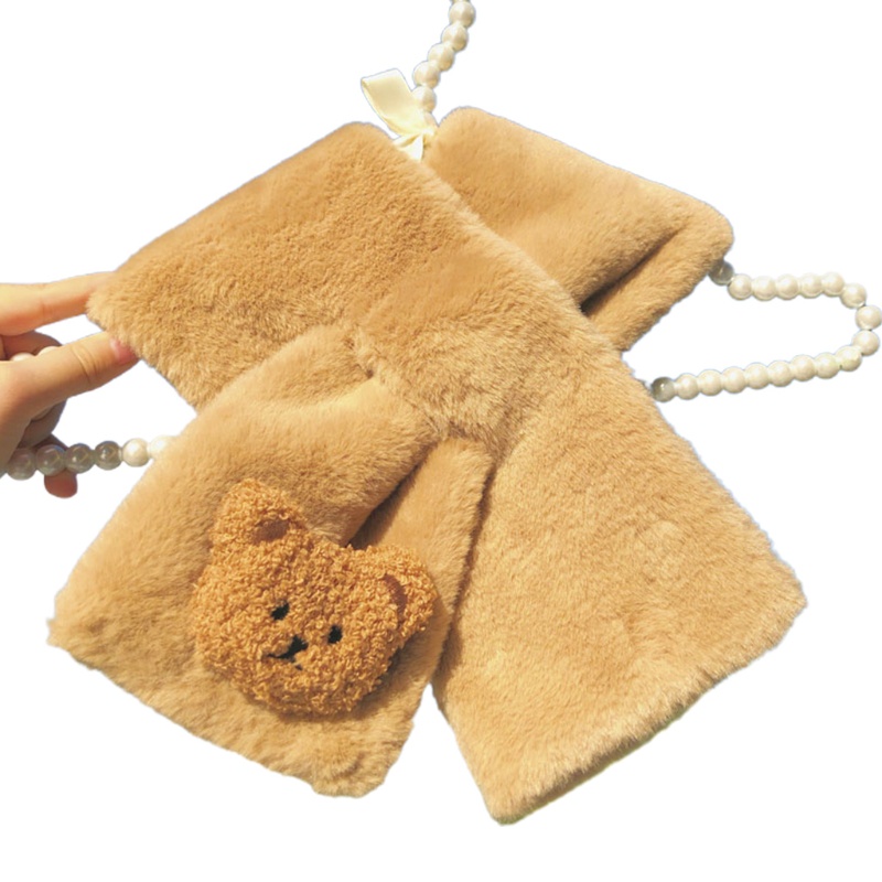 Khăn Choàng Cổ Bằng Lông Giả Hình Gấu Giữ Ấm Cho Bé