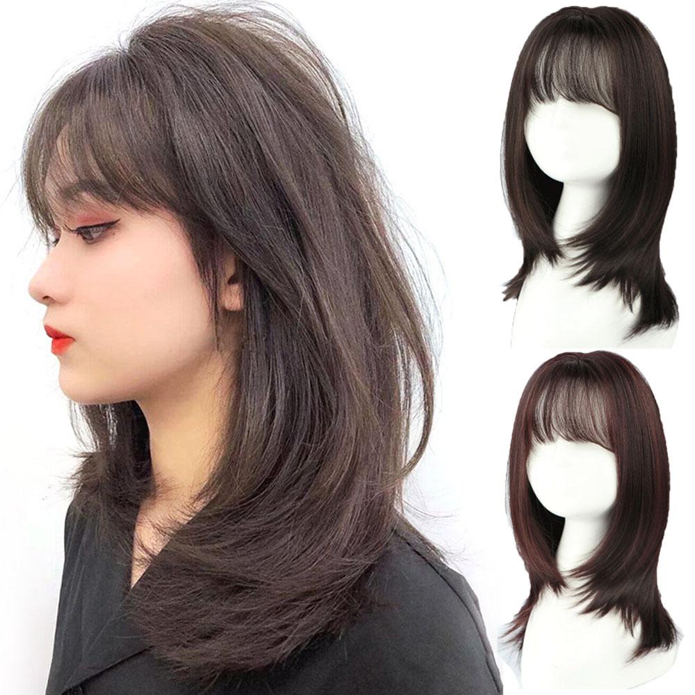CLEOES Bộ Tóc Giả Ngắn Màu Đen Tự Nhiên Chịu Nhiệt Tốt Cho Nữ