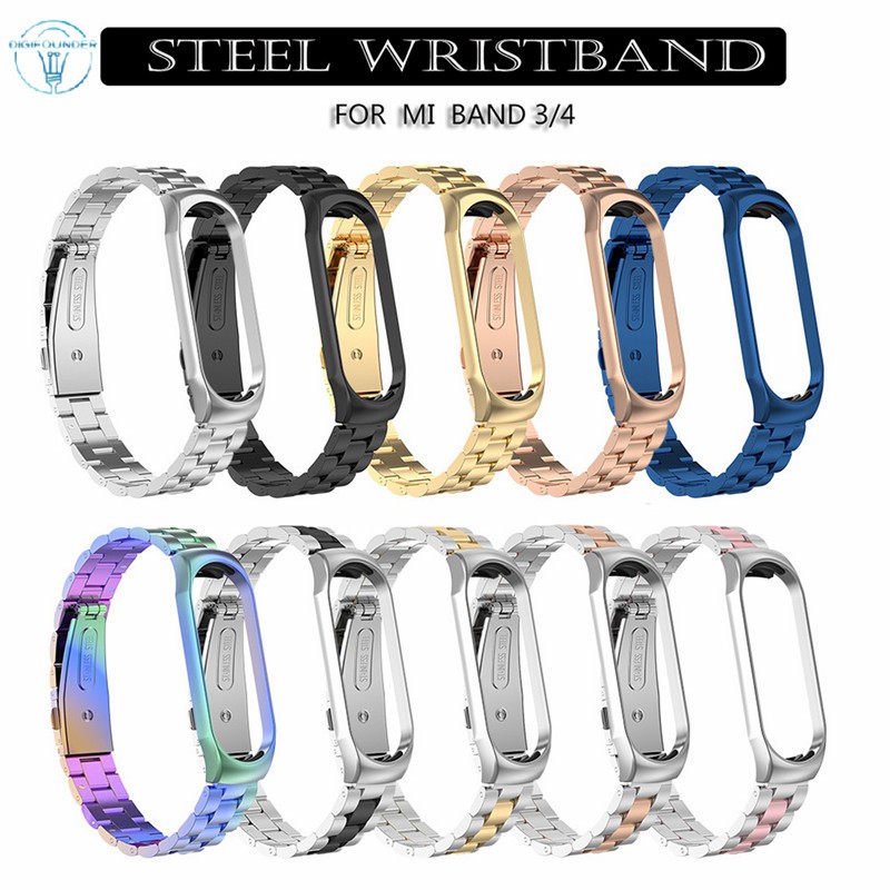 DG 10 Colors Xiaomi Mi Band 3/4 Stainless Steel Bracelet Wrist Strap Metal Mi Band 3/4 Strap