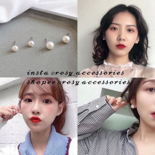 ROSY - KHUYÊN TAI BẠC NỤ HẠT NGỌC TRAI NHÂN TẠO (ảnh thật)