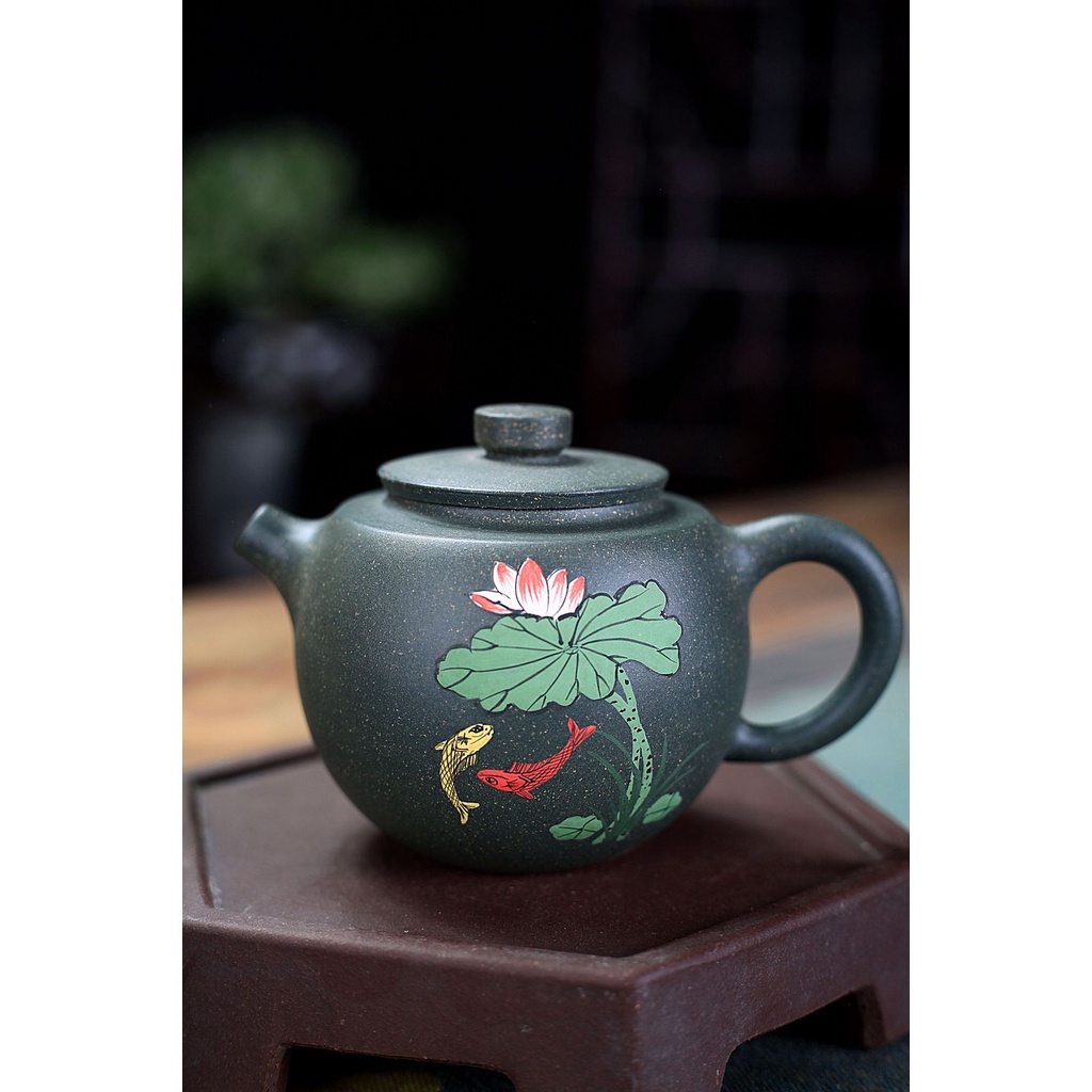 Ấm Tử Sa Nghi Hưng Niên Niên Hữu Ngư 280 ml (Thiên Thanh Nê)