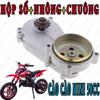 Bộ hộp số chuông bố bánh nồi và nhông trước xe cào cào mini 50cc
