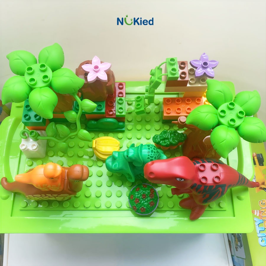 Bộ Đồ Chơi Xếp Hình Lego Lắp Ráp Mô Hình Công Viên Khủng Long 40 Chi Tiết Hạt Lớn Nhựa ABS Cao Cấp An Toàn Cho Trẻ