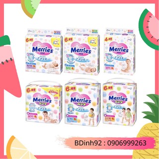 Bỉm dán/ quần merries n90+6, m64+4 , xl38+6