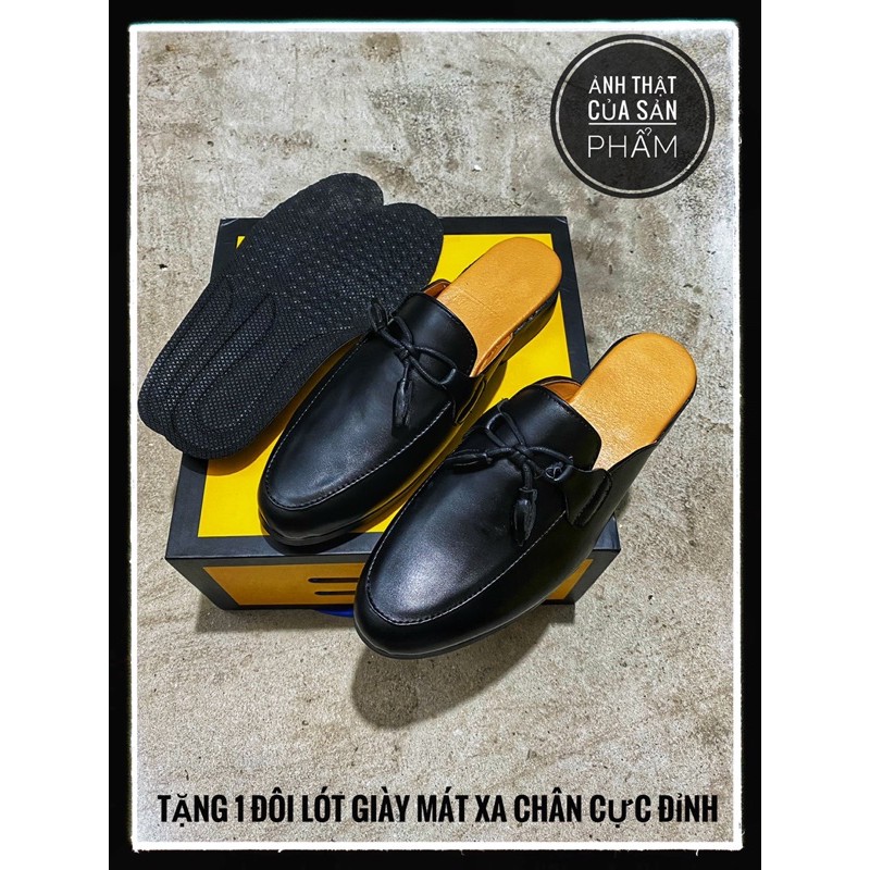 Giày sục nam phong cách trẻ trung, Sục nam cao cấp kết hợp nơ chất liệu da bò pu bền đẹp đế cao su đúc - Mã GEA26 | BigBuy360 - bigbuy360.vn