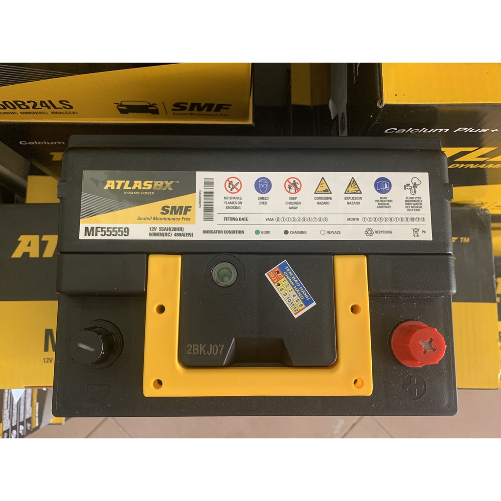 Ắc Quy ATLASBX DIN MF55559 12V-55Ah dùng cho xe Chevrolet, Deawoo Lacetti, Ford: Focus 2.0 , Focus 1.8 , Fiesta , Mondeo