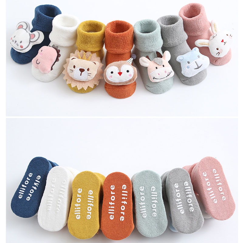 Vớ dày mềm mại chống trượt thiết kế hình thú hoạt hình dễ thương cho bé sơ sinh