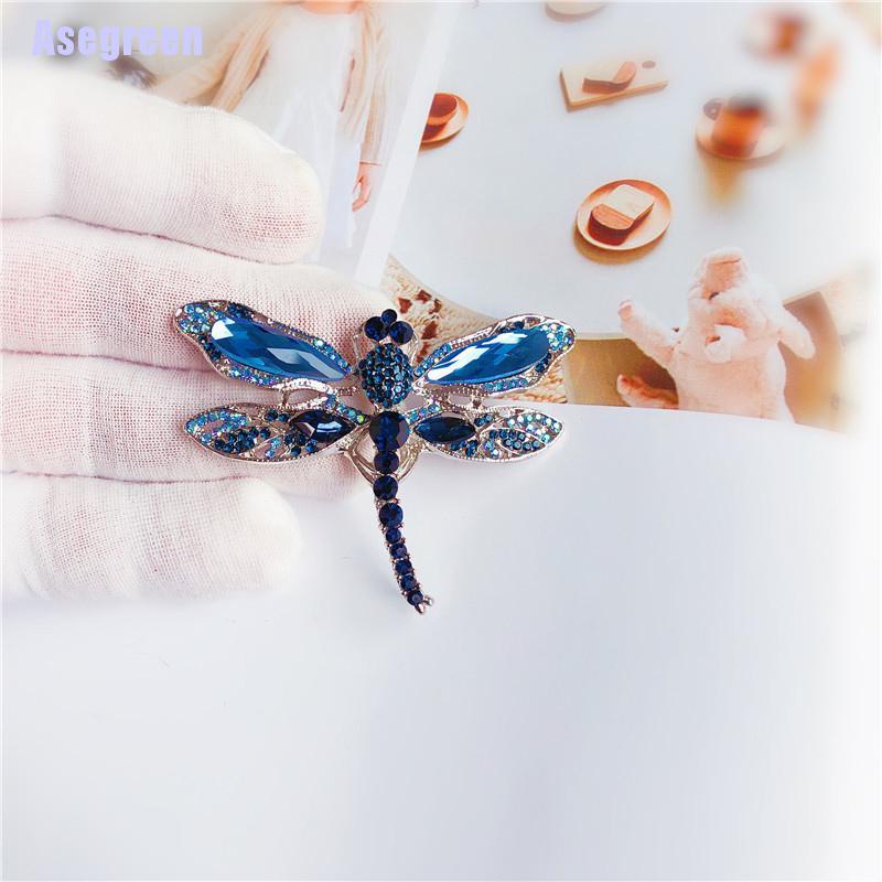 Ghim cài áo hình chuồn chuồn đính đá giả phong cách vintage thời trang