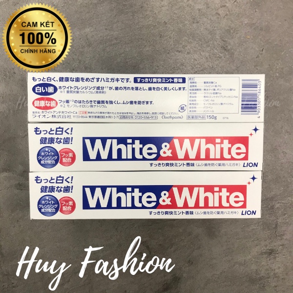 Kem đánh răng tẩy trắng răng Lion Nhật Bản White & White 150g