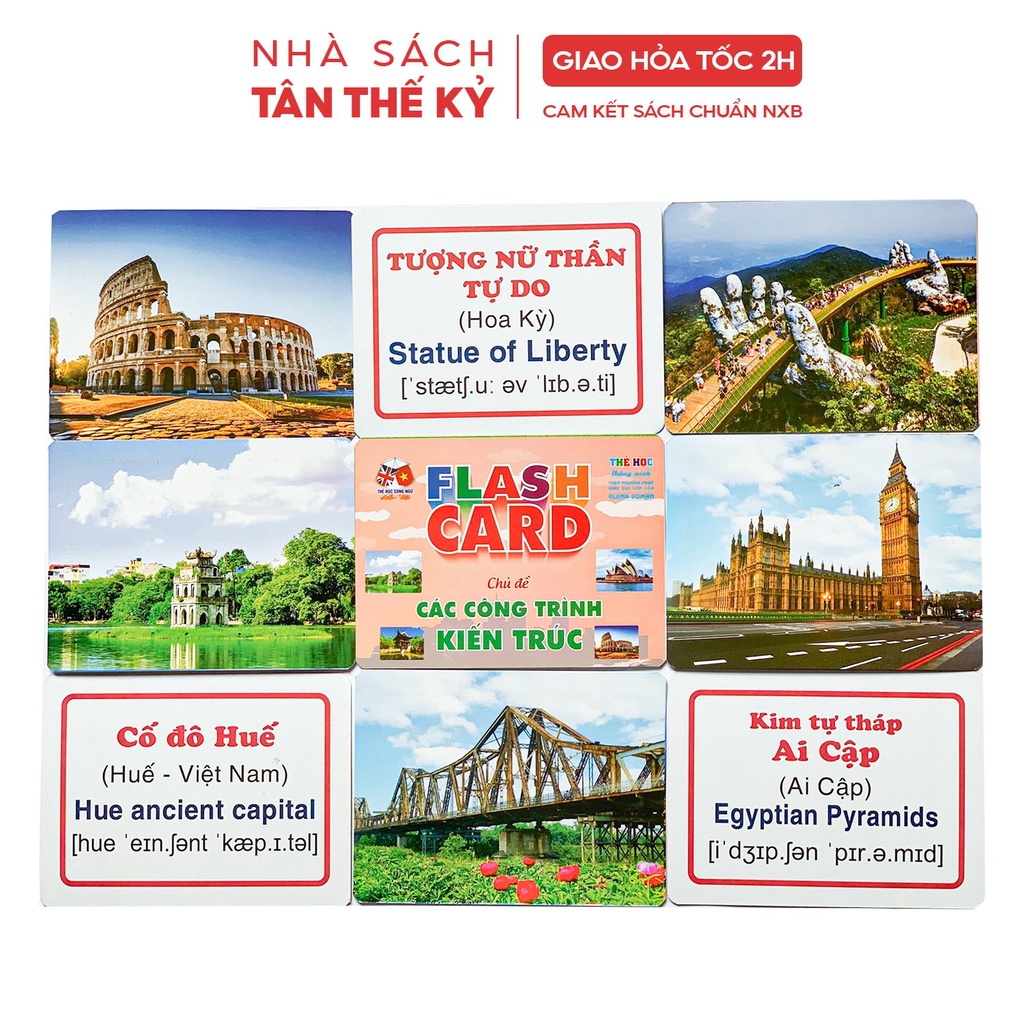 Bộ thẻ học thông minh Flashcard Tuấn Việt 16 chủ đề song ngữ việt anh có phiên âm 288 thẻ