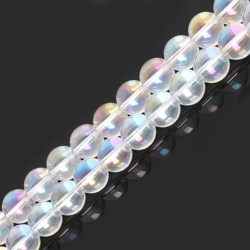 Hạt thủy tinh màu trắng 4-12mm bề mặt mịn dùng làm trang sức diy