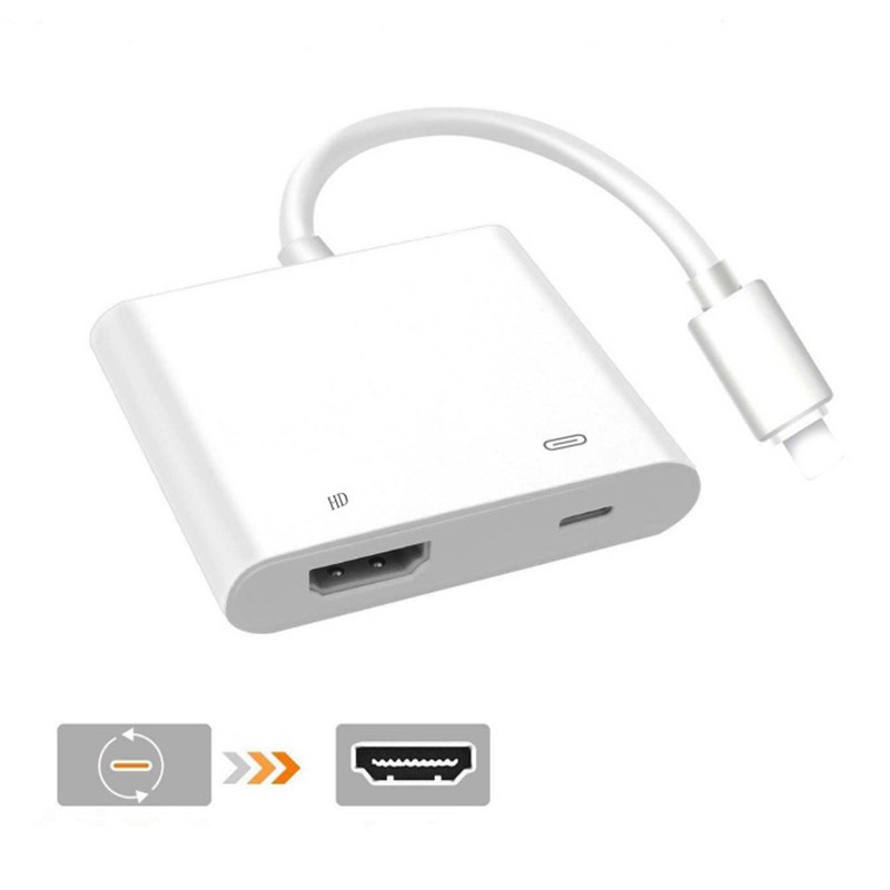 Cáp sạc tích hợp lỗ cắm HDMI tiện dụng cho iPad, iPhone 5/6/7/X 8 8Plus Full HD 1080P Mới nhất 2019, hdmi cho iphone