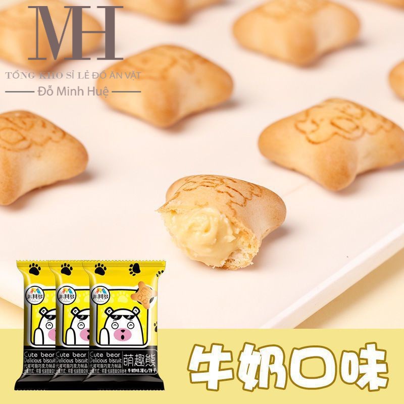 Combo 40 gói Bánh gấu nhân Socola - Dâu tây - Sữa - Sữa Chua thơm ngon giòn tan