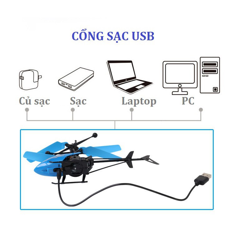 Freeship-Máy bay trực thăng cảm ứng bằng tay bay rất mạnh và cao dành cho các bé trên 7tuổi + Tặng kèm Cáp sạc