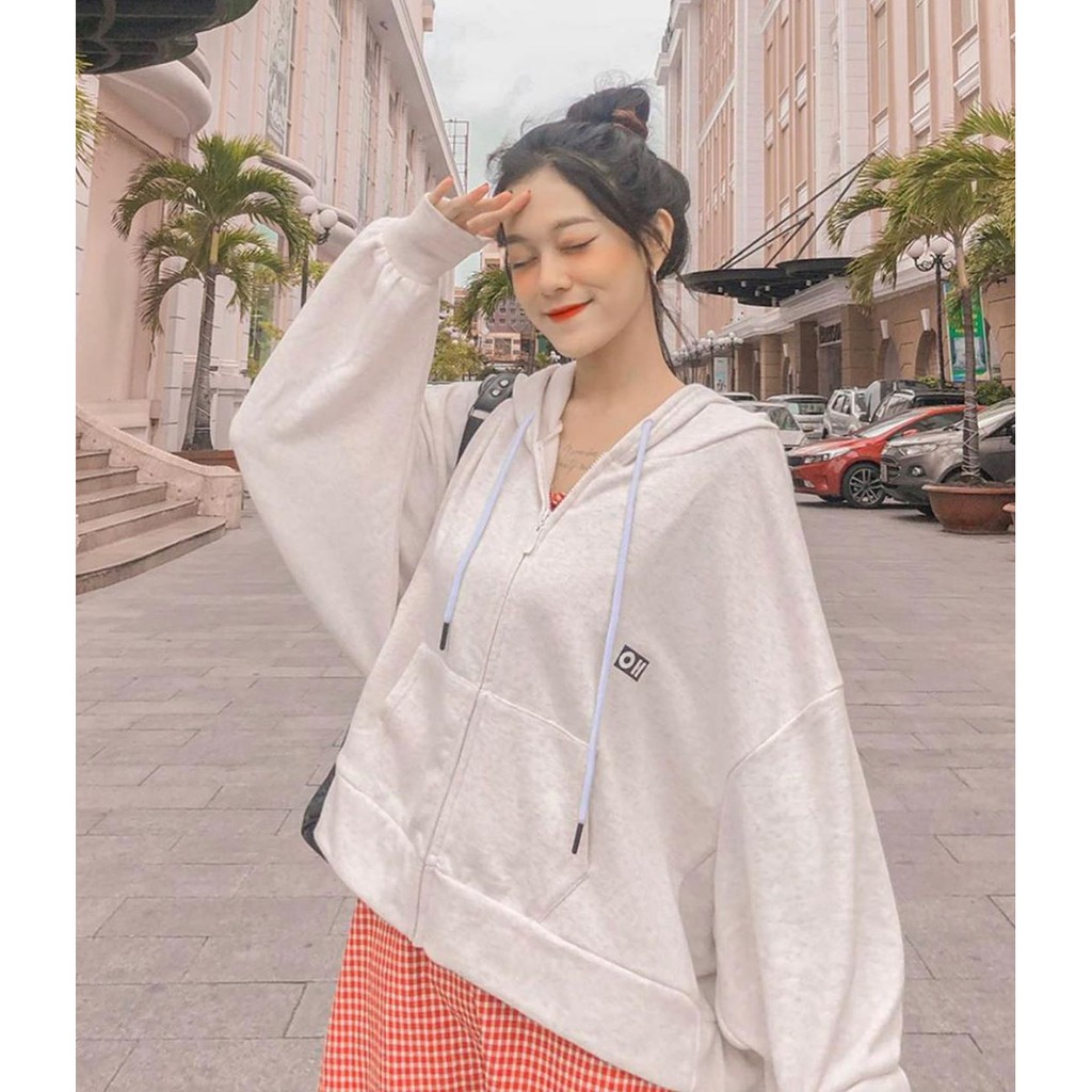 Áo Khoác Nỉ Bông CROPTOP OH OH SS2 Grey Unisex Nam ANh 24 Shop