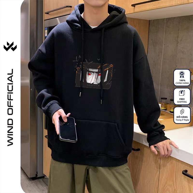 Áo hoodie unisex WIND form rộng nỉ nam nữ ITACHI HD20 thời trang thu đông oversize