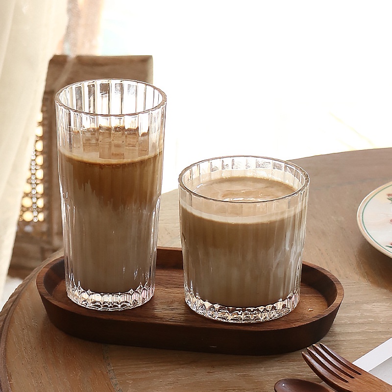 Ly thủy tinh cafe cốc thủy tinh cafe chịu nhiệt Daisy Decor trang trí quán cafe họa tiết vân dọc và ô vuông