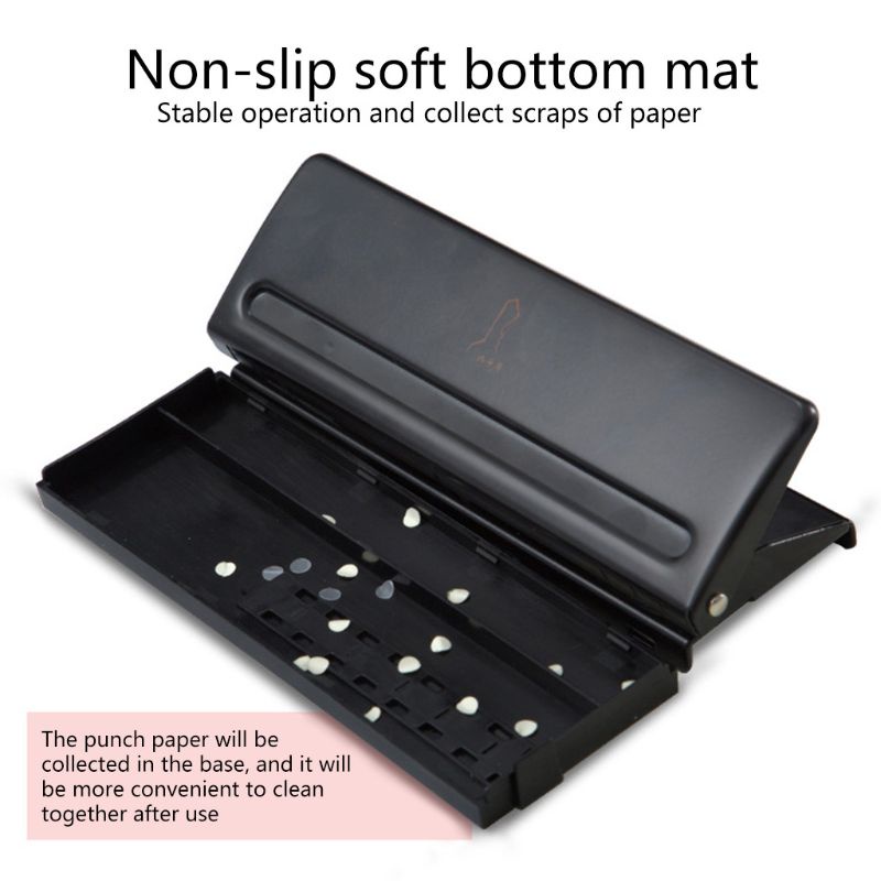 AOTO Portable 6- Hole Puncher Metal DIY Loose Leaf Hole Punch for Office Home School