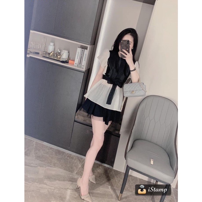 Aó lụa tác ta đai nơ eo phối somi thiết kế sanh chảnh nơ đen định hình V2-Minxy shop | BigBuy360 - bigbuy360.vn